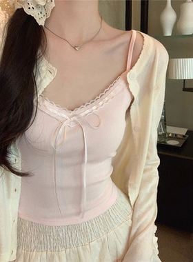 蕾丝花边抹胸背心短款