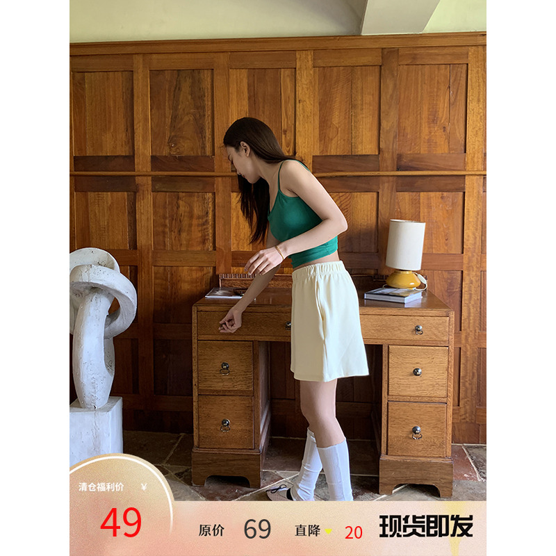 【清仓价】GET READY肌理感休闲短裤女夏季显瘦宽松透气灰色裤子