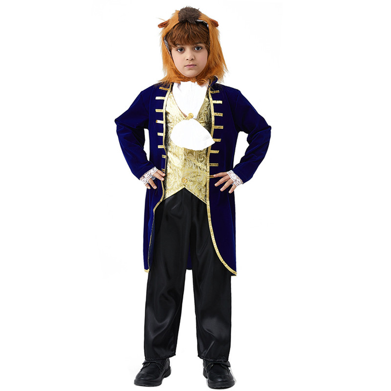 亚马逊新款儿童美女与野兽服装cosplay小孩童话王子表演衣服