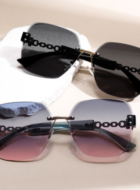 时尚个性方形无框切边太阳镜男女