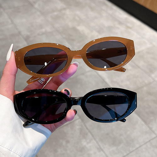 kammpt时尚椭圆框防紫外线墨镜女