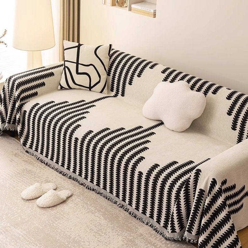 黑白钢琴键沙发垫云朵沙发套