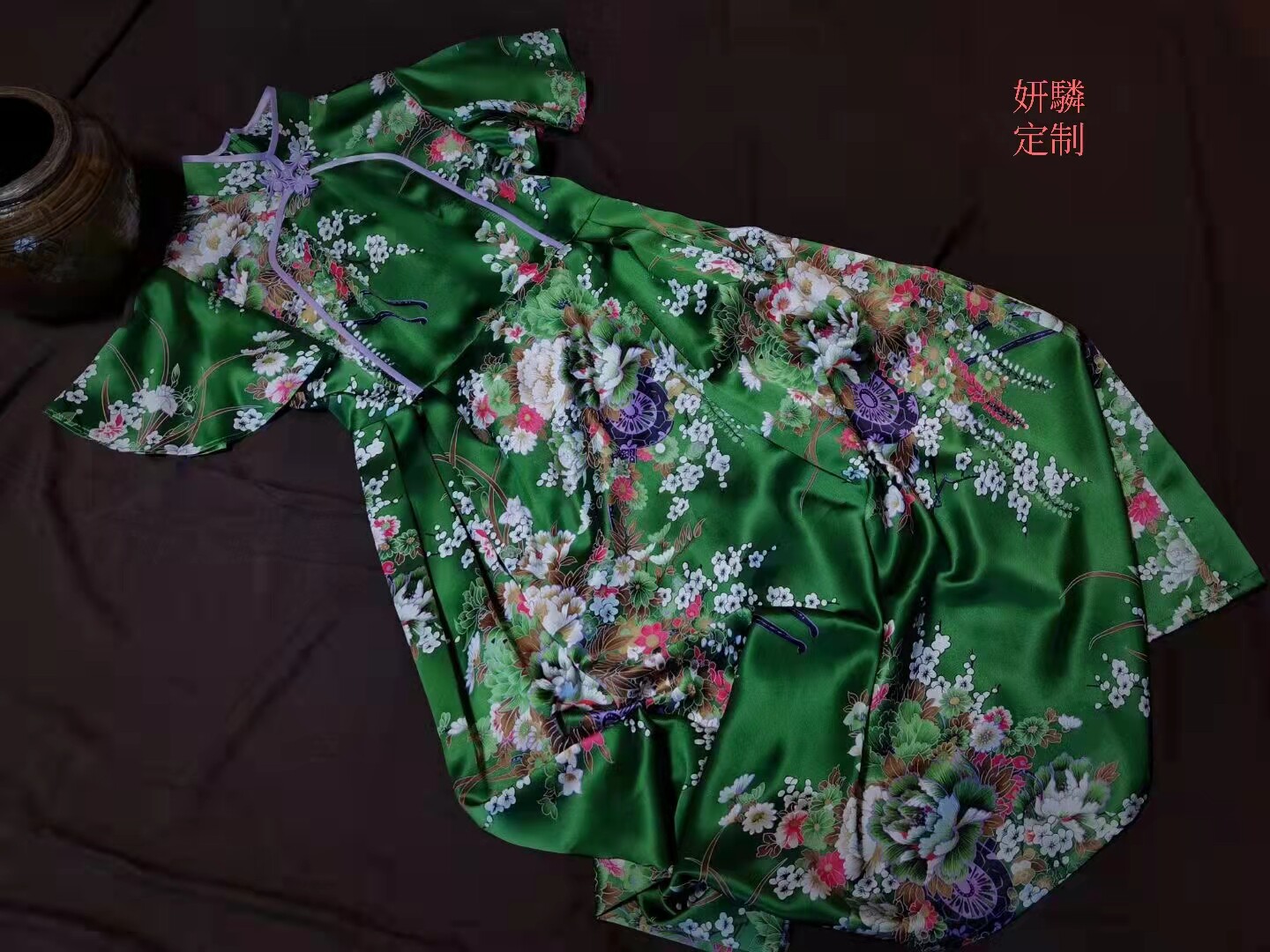 妍驎.王高端真丝旗袍 原创设计真丝印花旗袍连衣裙 古风旗袍定制