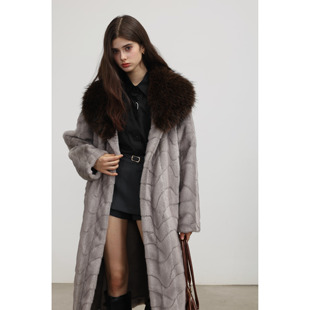 复古轻奢仿水貂环保皮草大衣女长款大貉子毛领宽松显瘦秋冬外套