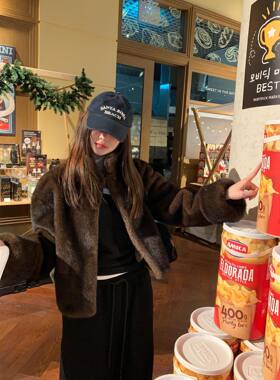 ins风毛毛仿水貂皮草外套女冬新款韩版宽松毛茸茸环保皮草短款