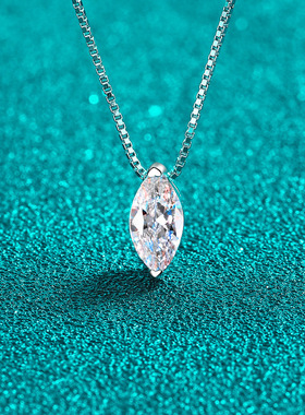 S925银镀18K金女水滴简约锁骨链百搭款莫桑石项链吊坠镀PT950铂金