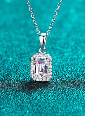 s925纯银镀18K金项链女莫桑石锁骨链简约款切钻石颈链镀pt950铂金