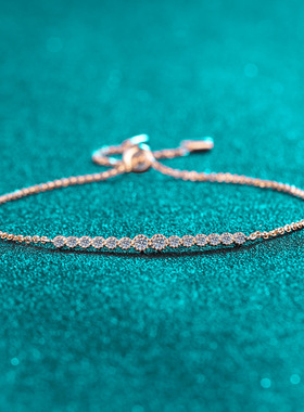 S925纯银镀18K金莫桑石香手链女百搭高级感时尚手饰镀PT950 铂金