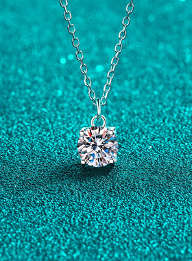 S925银镀18K金莫桑钻项链女方底单钻吊坠简约日常百搭镀PT950铂金