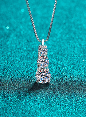 s925纯银镀18K金吊坠小众冷淡风钻石莫桑石项链礼物镀pt950铂金