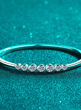 s925银镀18K金镀PT950铂金手镯泡泡莫桑石手链时尚简约送女友礼物