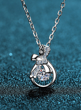 s925纯银镀18K金吊坠30分钻石莫桑石项链镀PT950铂金时尚款饰品