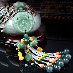 浅绿玉元 厂家直销高端.4 宝葫芦莲花坠汽车挂件 出入平安汽车吊坠