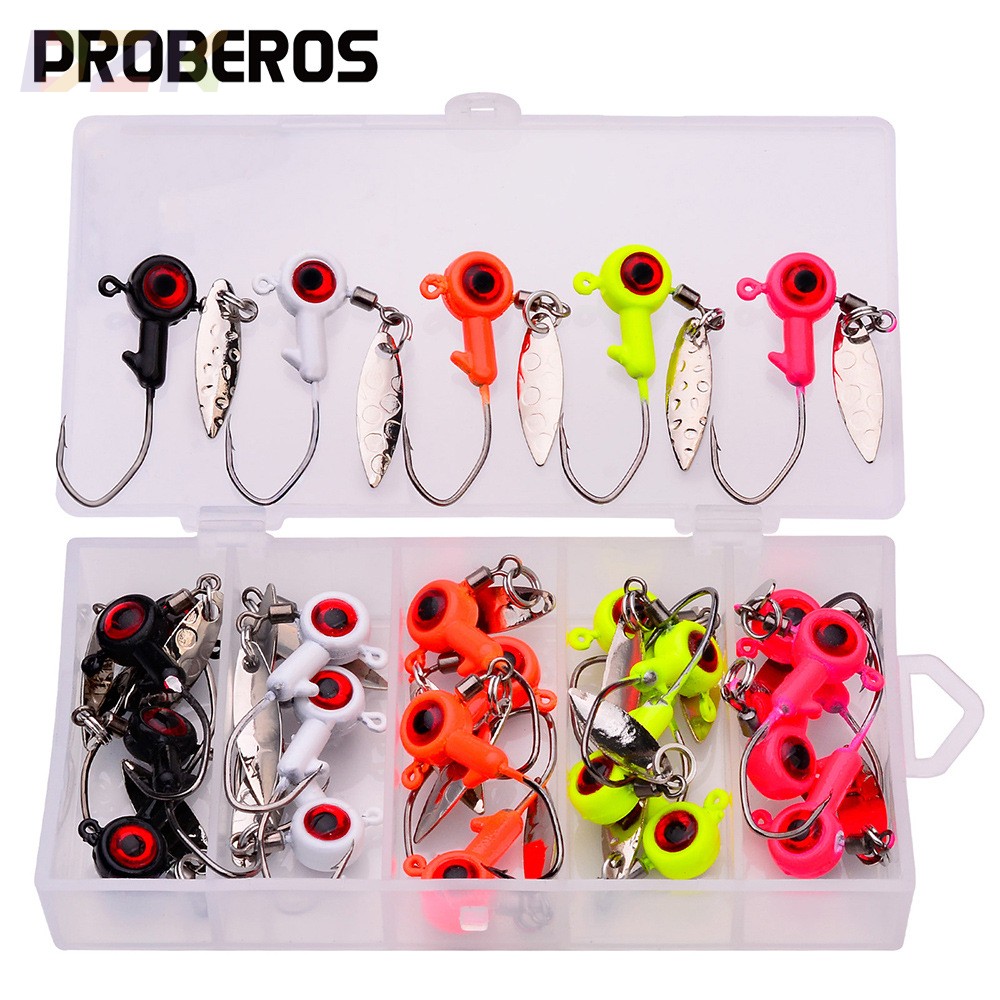 路亚铅头钩配重软虫铅头钩防挂底路亚钩 1.4g 1.6g 3g鱼钩25个/.4