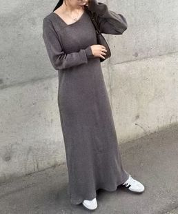 一直在等！2026春季日单新品长款连衣裙针织裙子叠穿打穿异型领