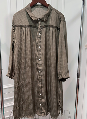 兔子家原D日系女款垂感好连衣裙衬衫裙子凉感翻领长袖