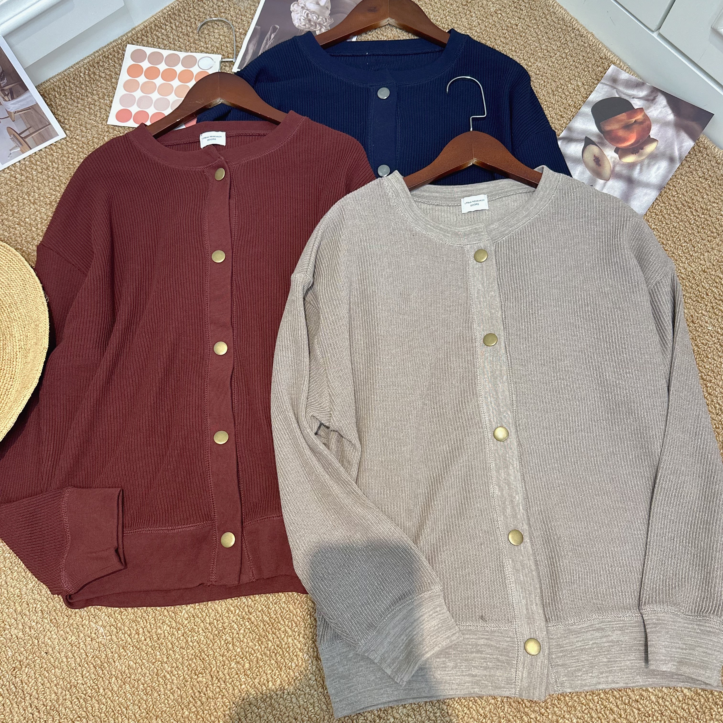 日单原单秋季新品开衫针织衫上衣圆领品质气质休闲上衣