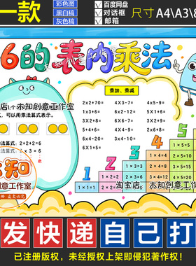1209号1-6的表内乘法手抄报新版人教二年级上册数学第二单元CS