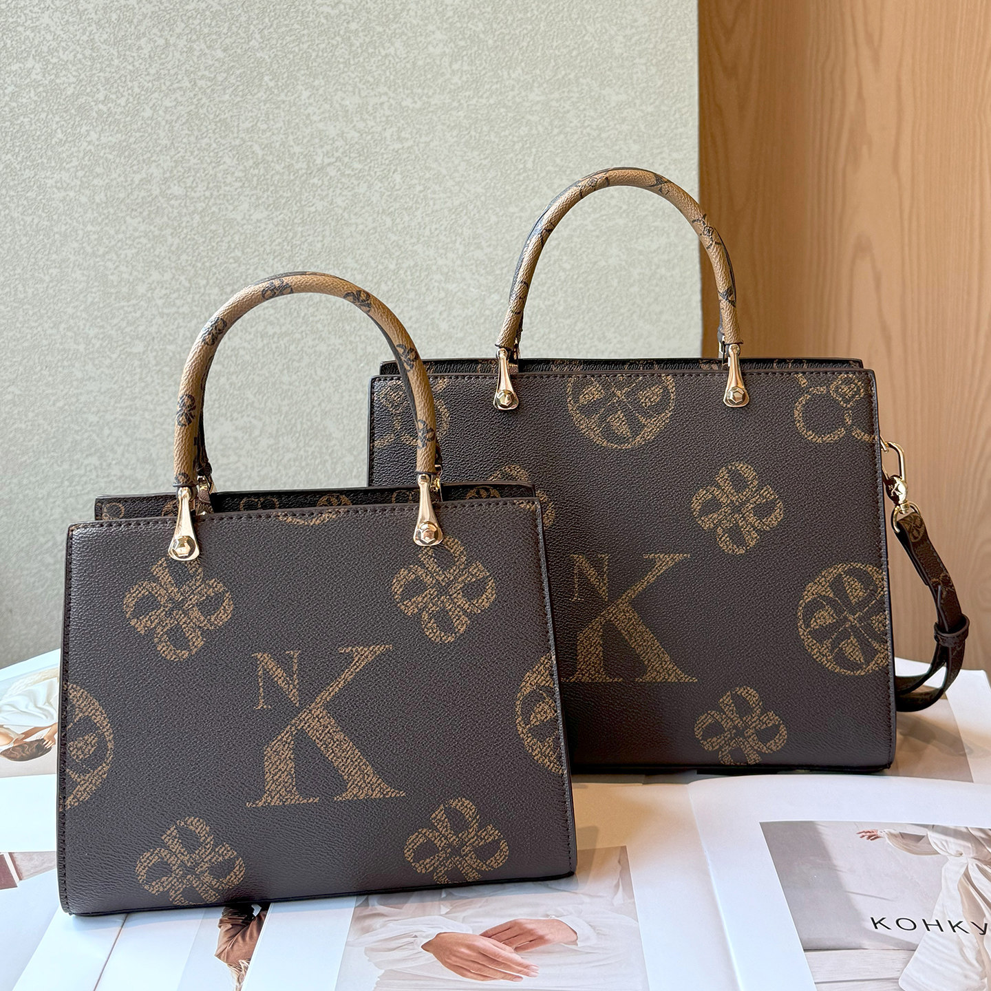 品牌老花女包真皮手提包女士托特包2026新款时尚百搭单肩斜挎小包