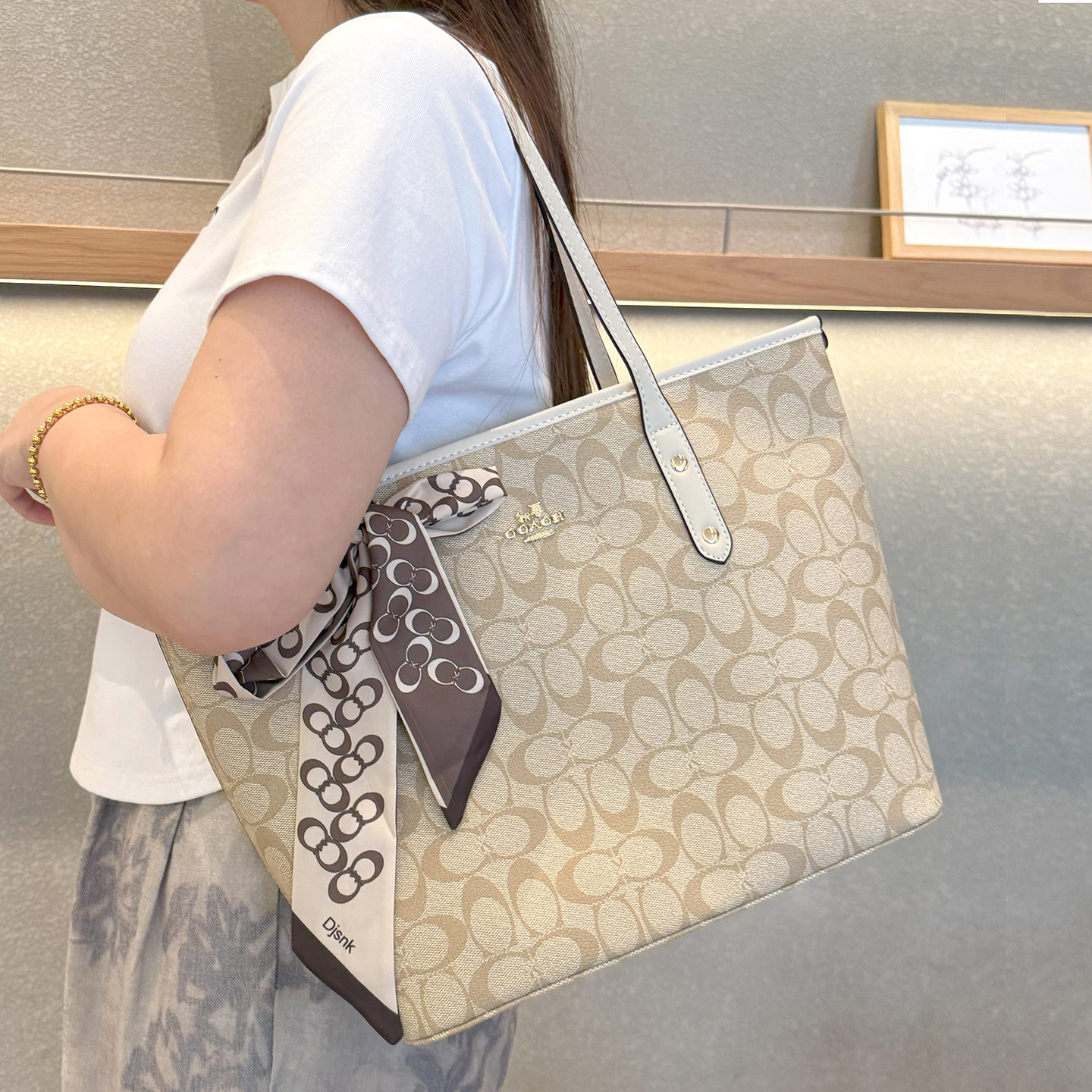 品牌真皮女包大容量单肩托特大包腋下包2026新款老花子母包购物袋