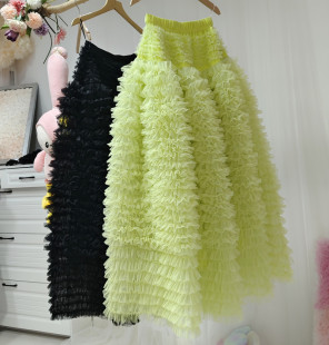 显瘦A字重工蓬蓬裙蛋糕裙长裙 高腰中长款 BABY明星同款 2024新款