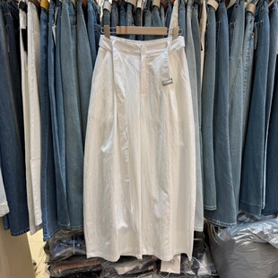 1558 女26春宽松百搭显瘦弯刀裤 高级感韩版 简约设计高腰阔腿休闲裤