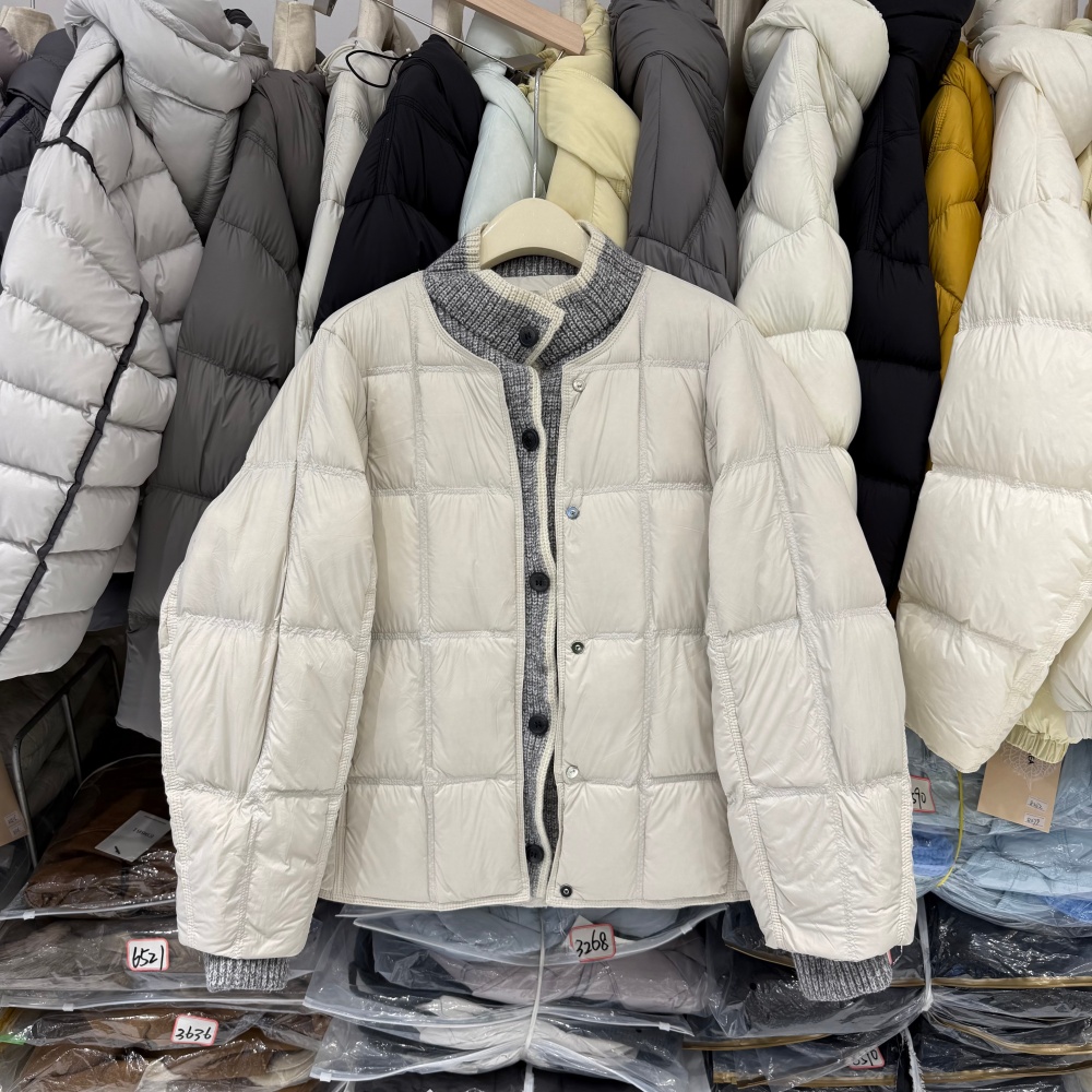 冬季小个子针织拼接短款圆领羽绒假两件休闲百搭宽松保暖外套5566