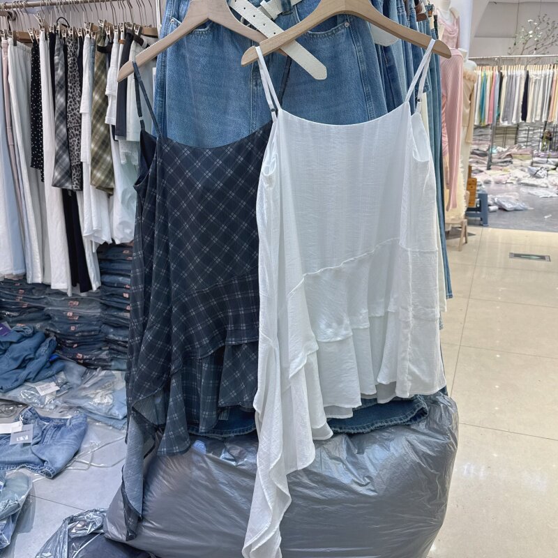 韩系不规则小众荷叶边下摆吊带裙女26新款内搭叠穿无袖连衣裙2866