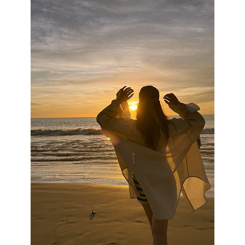 MOERSHOP淡人假日定织100%亚麻奶油条纹松弛休闲大衬衫防晒衬衣女