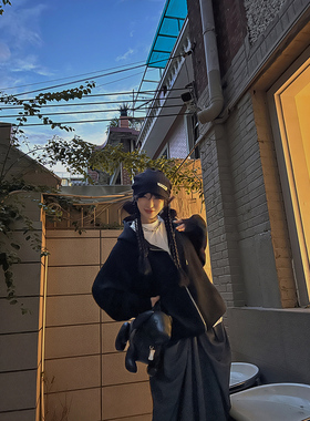 MOERSHOP街头硬核玩家灰色连帽卫衣外套女春新款宽松休闲拉链上衣