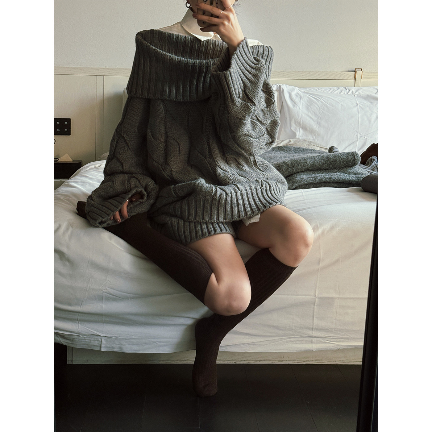 MOERSHOP 吸引力法则  气质系列羊毛女主角露肩毛衣短裤套装,女装/女士精品,时尚套装,淘宝优惠券,粉丝福利购,淘宝优惠卷