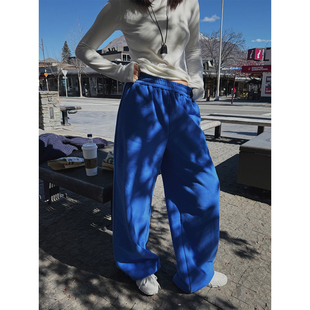 行走 阔腿休闲裤 舒适区 冬季 蓝色系直筒多穿加绒运动裤 MOERSHOP