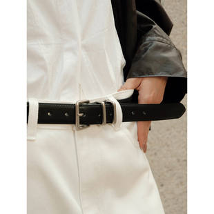 MOERSHOP 黑色刻字牛皮腰带 这也太好搭配了