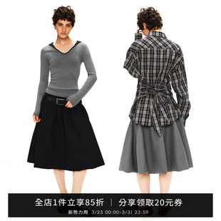 SMIIILE挺括有型大裙摆半身裙女中长款 春中高腰宽松显瘦a字蓬蓬裙