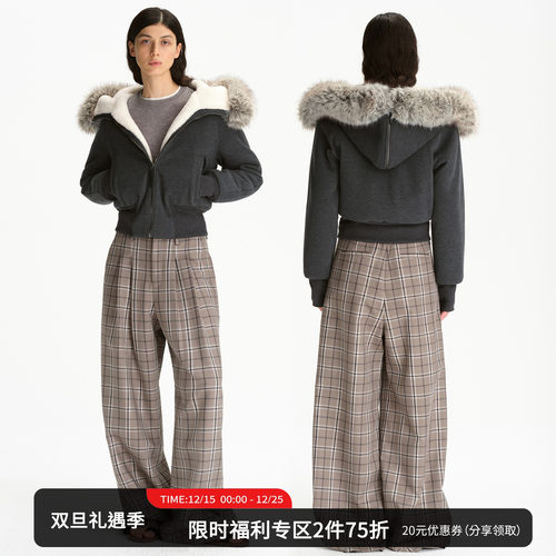 SMIIILE大毛领短款棉服