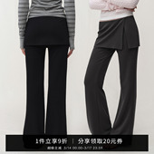 松紧腰高弹休闲裤 SMIIILE假两件修身 春季 女裙裤 低腰 显瘦微喇叭裤