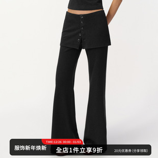 裙裤 秋冬设计感高弹休闲裤 气质 女显瘦阔腿裤 SMIIILE假两件喇叭裤