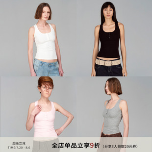 SMIIILE柔軟親膚修身 U型領工字背心吊帶女夏外穿內搭 顯瘦彈力無袖