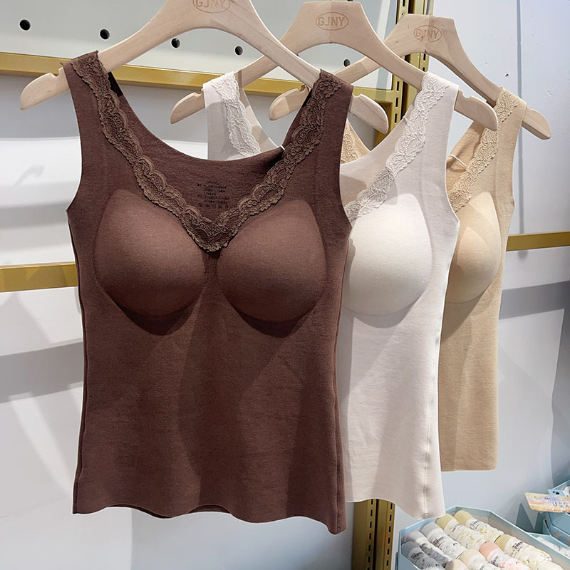 绵羊毛桑蚕丝保暖吊带背心自发热