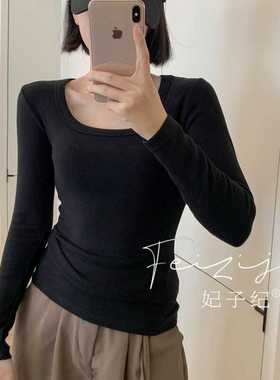 妃子纪90666秋冬款大方领长袖磨毛保暖打底衫内搭上衣可外穿显瘦
