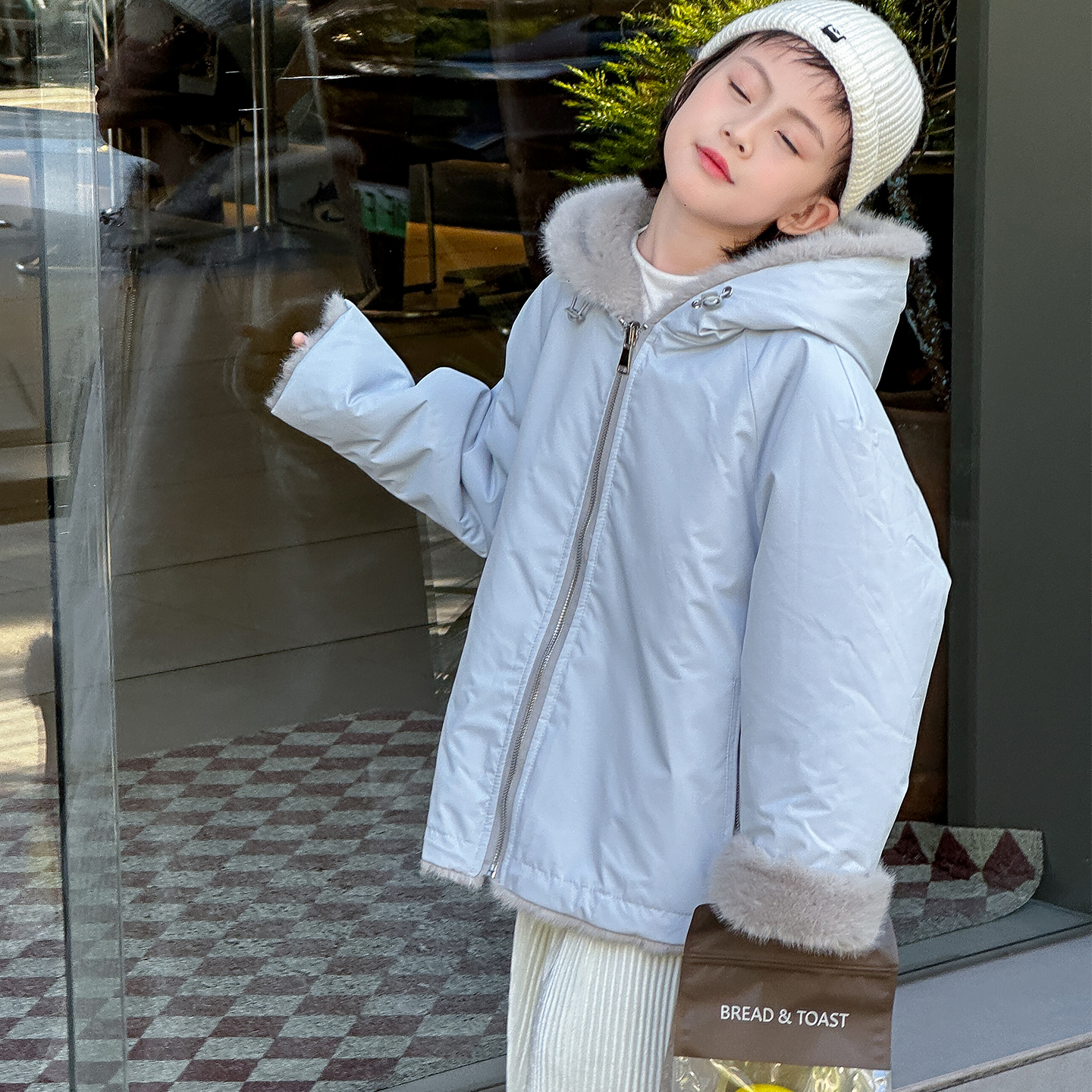 冬新款儿童仿水貂绒皮草外套两穿