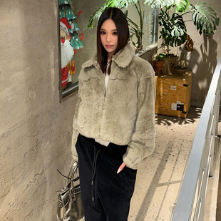 2026新款进口獭兔毛整皮设计师小翻领显瘦高级网红款女装皮草外套