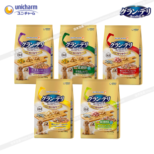 日本代购UNICHARM尤妮佳爱犬元气鸡肉牛肉角切小鱼蔬菜狗粮1.6kg