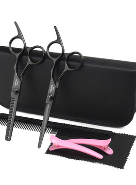 亚马逊黑色美发剪刀理发剪套装理发师工具套装专业理发剪厂家批发