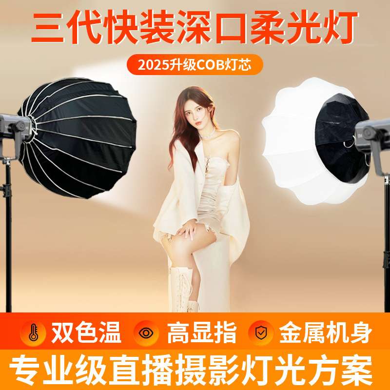 300W直播间补光灯主播带货摄影灯柔光灯led拍照美颜灯光套装