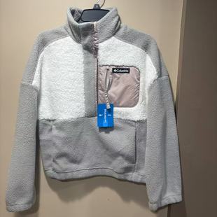 美国代购 女士秋冬宽松半开襟立领拼色户外保暖抓绒衣 哥伦比亚