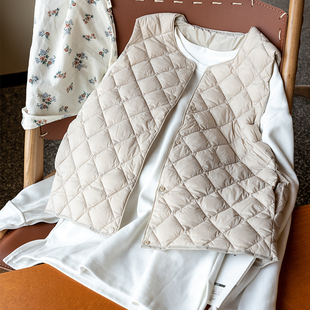 羽绒服反季清仓白鸭绒轻薄羽绒马甲女短款V领内搭背心内胆马夹