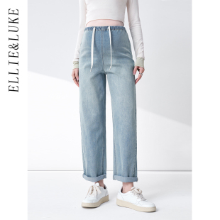 秋冬款 ellieluke孕妇裤 直筒裤 秋季 子秋装 外穿无托腹牛仔裤 新品