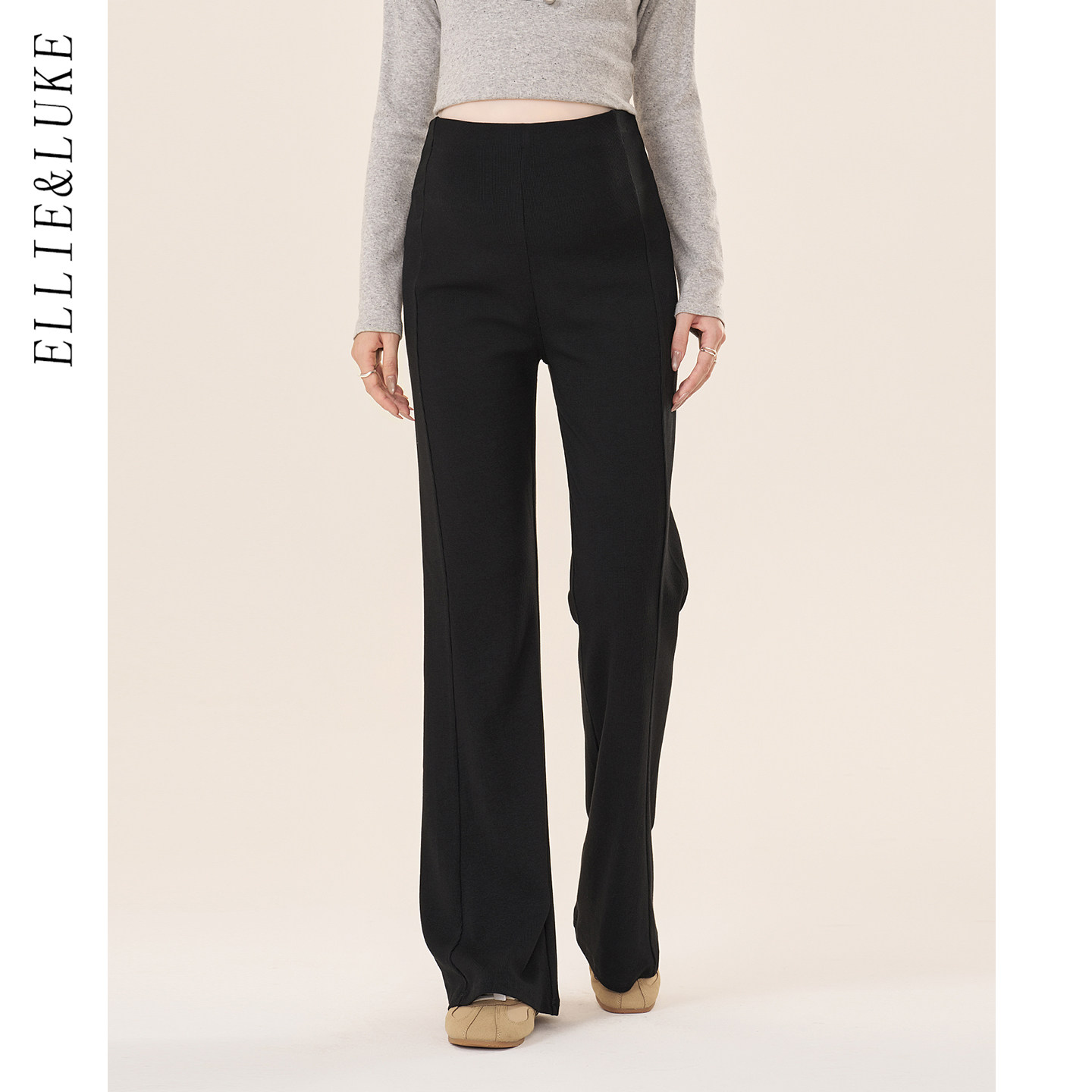 ellieluke孕妇裤外穿不勒肚子直筒微喇裤子小个子长裤无托腹春装