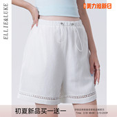 子夏装 ellieluke孕妇短裤 亚麻阔腿裤 外穿孕期无托腹五分裤 夏薄款